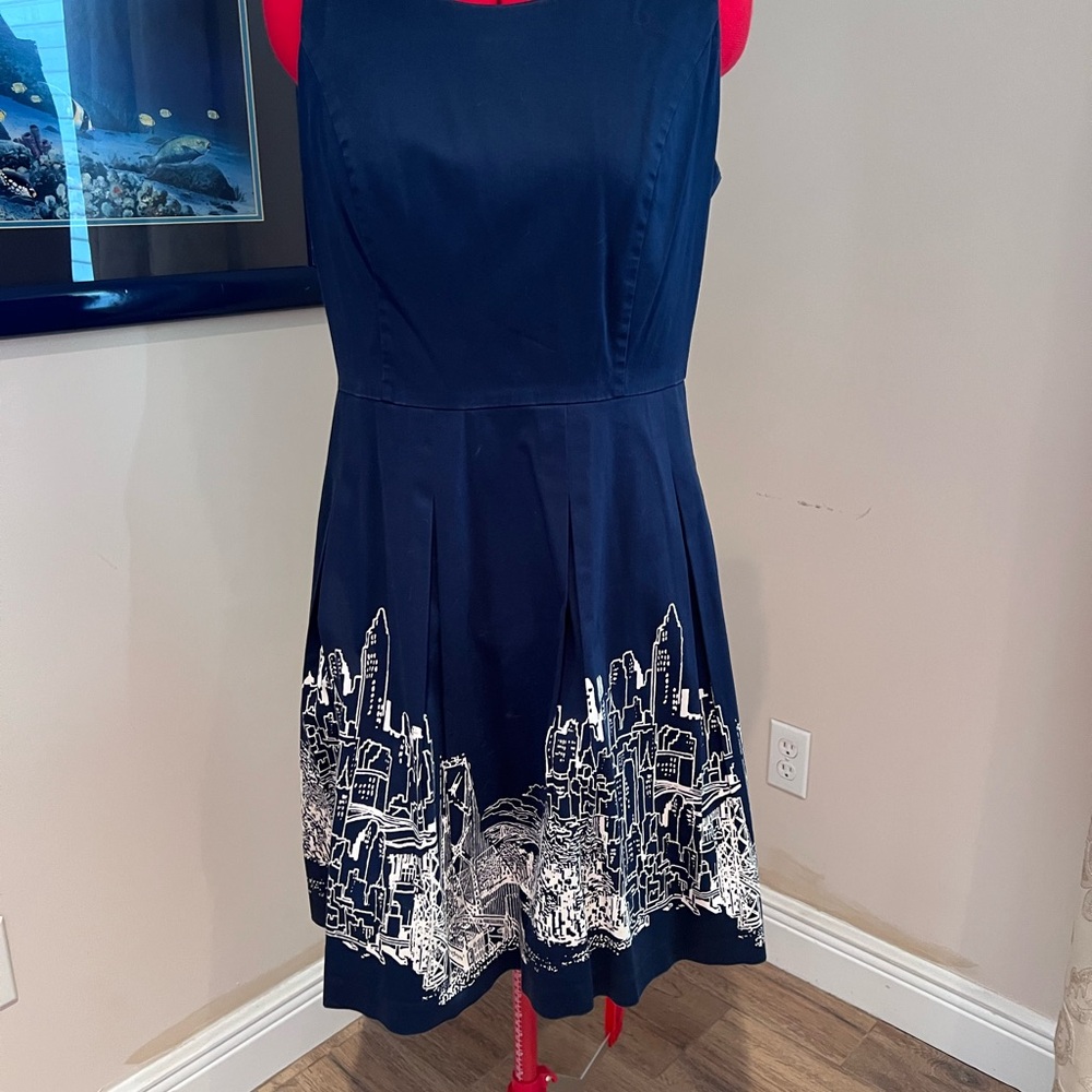 Tommy Hilfiger Blue Fit and Flare Midi Dress